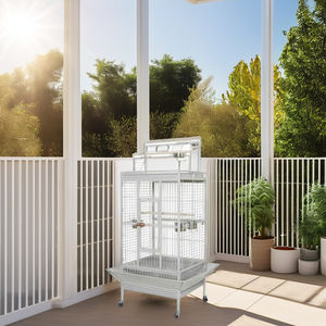 Yeni büyük ferforje kuş kafesi güvercin ispinoz papağan beyaz siyah Metal Aviary evcil hayvan taşıyıcı ahşap kuş üreme kafesi kutu ambalaj - Product Image 5