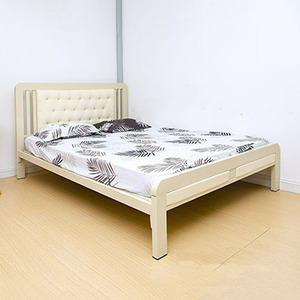 Luxurious King-Size Iron <b>Frame</b> <b>Bed</b> Upholstered Mattress Diamond-Studded Buttons Soft Tufted Style Built-In Storage Imported - Product Image 1