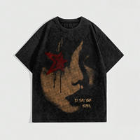 T-shirt en coton tricoté respirant pour homme, col rond, imprimé logo, style vintage hip-hop, coupe oversize, nouvelle collection 2025 – Vente en gros
