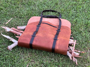 Handmade Cow Hide Leather <b>Firewood</b> <b>Carrier</b> Vintage Wooden Log Holder <b>Best</b> Real Leather <b>Firewood</b> Storage Bag - Product Image 3