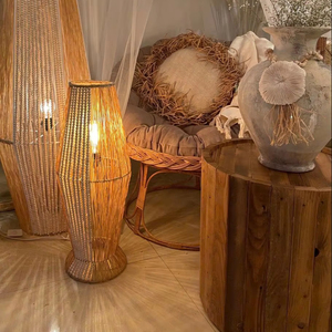 Abat-jour en paille de raphia de jute vintage du milieu du siècle corps en fer à 3 couches pour salon vente en gros - Product Image 1