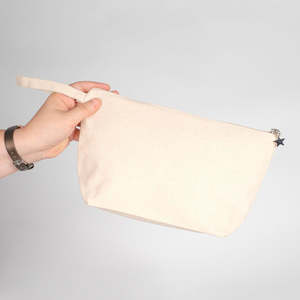 Handmade Luxury Normcore/Minimalist Cotton Canvas Clutch Bag Women 7 Inch Zipper Closure Strap Pearl Decoration Daily Use - Product Image 4