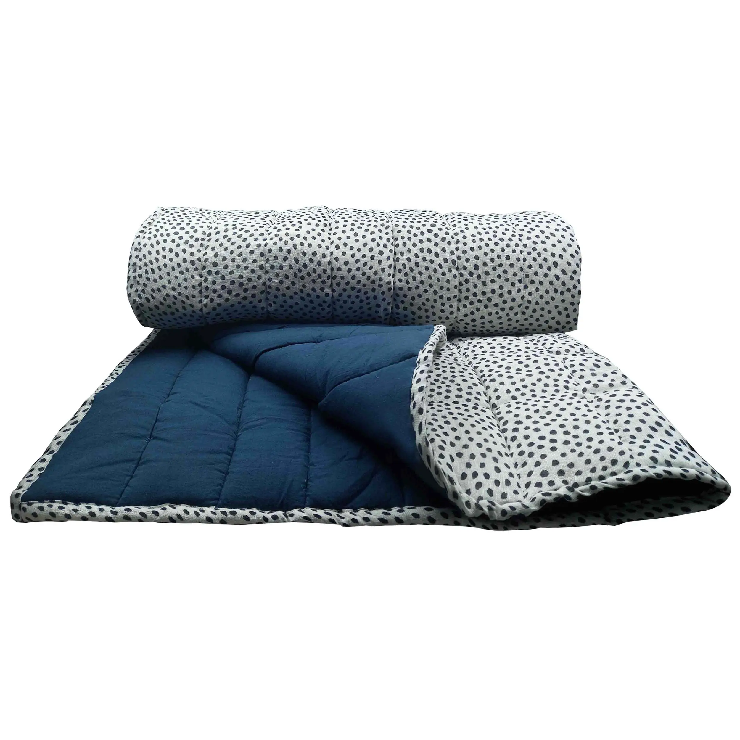 Kualitas Premium 100% kain Linen motif titik selimut desain disesuaikan dan Quilting langsung dari pabrik dicetak selimut