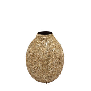 Vase à fleurs en paille de pièce maîtresse de Table avec pot de couleur marron pour la décoration de salon fait à la main en gros en vrac - Product Image 5