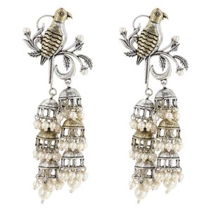 Indian Wholesale Jewelry Oxidized Boho <b>Vintage</b> Tassel Jhumki Dangle <b>Earrings</b> Set For Women Jewellery - Product Image 4