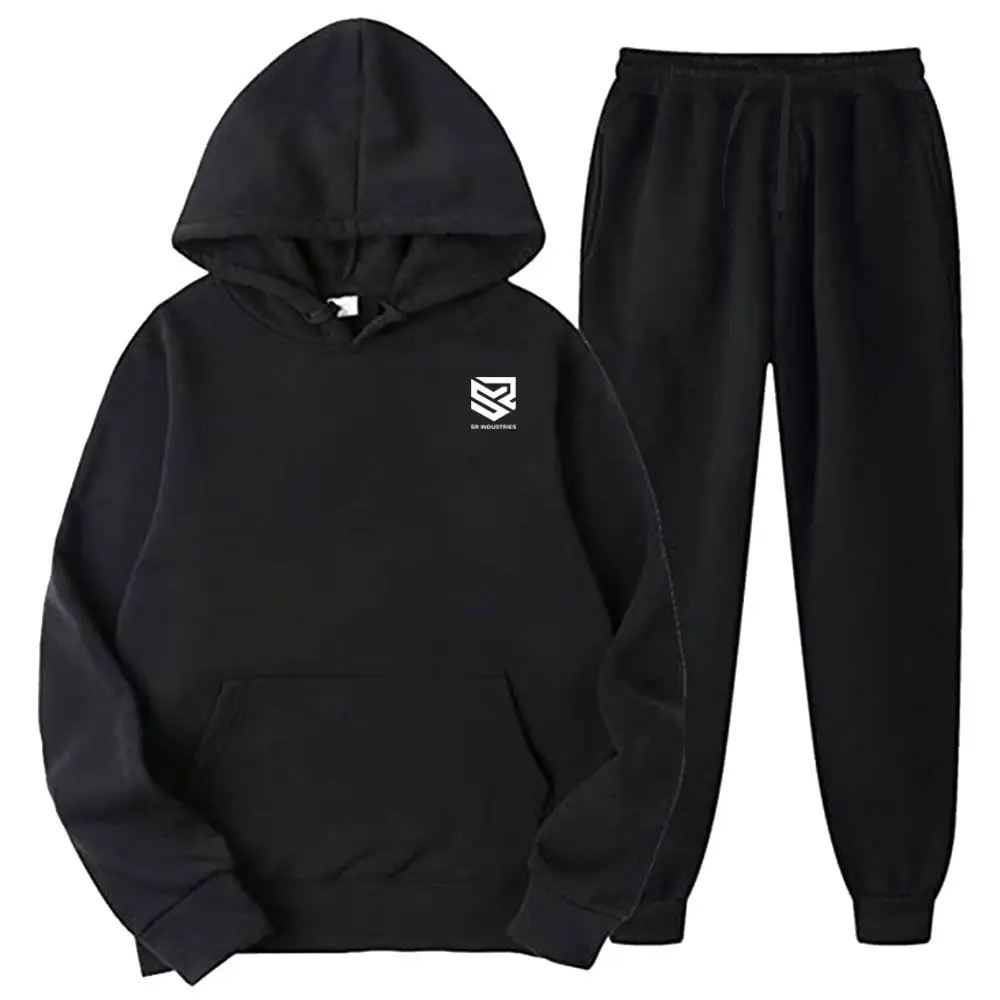 Vente en gros de broderie personnalisée Hiver Logo personnalisé Costumes de jogging Sweat à capuche uni de couleur unie Survêtement pour homme de la plus haute qualité