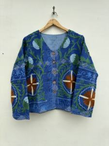 Nueva chaqueta Kantha bordada Suzani hecha a mano para mujer, Chaqueta corta Suzani, Blazers de tamaño libre, Chaqueta corta acolchada, regalo para ella - Product Image 5