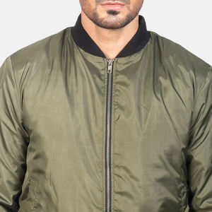 Chaqueta de nylon para hombre de moda con bombardero con soporte de cuello universitario en verde para ropa informal y urbana - Product Image 6