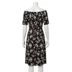 Vestido informal transpirable con hombros descubiertos, mezcla de LICRA de poliéster, estampado de calor ligero y suave, moda de verano cómoda para mujer - Product Image 1