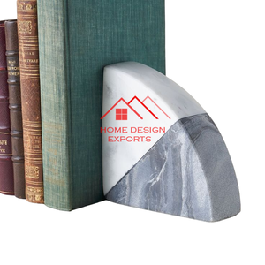 Sujeta Libros Decorativos de Mármol Blanco de Dos Tonos para Decoración de Mesa de Hogar y Oficina, Sujeta Libros de Tamaño Personalizado con Aspecto Natural - Product Image 1