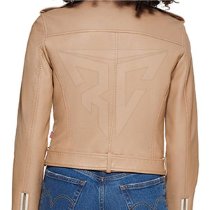 Women's Customized Winter Jacket Genuine Leather Zipper Stand Collar Fashion Design <b>Printed</b> Cotton <b>Fabric</b> Knitted On-Sale for - Product Image 2