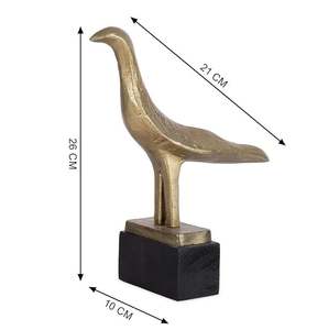 AK Brass Monroe Bird <b>Statue</b> Metal Tabletop Sculpture in <b>Gold</b> Finished & Brown Base Unique Showpiece For Hotel Decor / Home Decor - Product Image 2