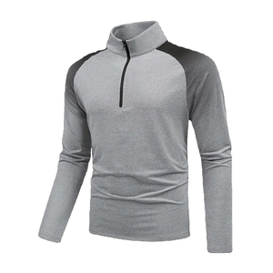 Alta calidad gimnasio Fitness manga larga entrenamiento correr deportes camisas media cremallera sudadera hombres secado rápido apretado hombres sudaderas OEM - Product Image 1