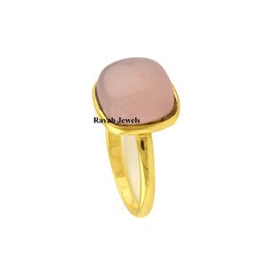 2025 Top qualité naturel Rose Quartz anneau Sterling coussin cadeau plaqué or argent bijoux fins 925 fournisseur pour les femmes et les filles - Product Image 4