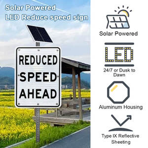 Panneaux <span class=keywords><strong>de</strong></span> signalisation réfléchissants en aluminium personnalisés Panneaux solaires à LED pour la <span class=keywords><strong>sécurité</strong></span> <span class=keywords><strong>routière</strong></span> à vitesse réduite - Product Image 2