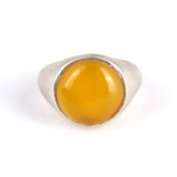 Bague pour homme en argent sterling 925 avec pierre d'ambre synthétique et incrustation de turquoise, sertissage clos, poids 9,6g, pour usage quotidien