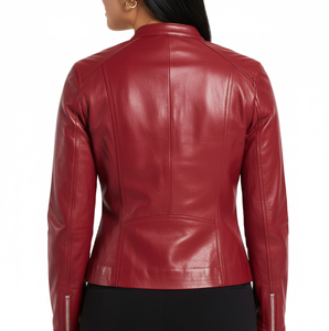 Chaqueta de cuero para mujer, corte ajustado, ropa de abrigo de moda para mujer, fabricación personalizada, proveedor mayorista OEM, moda de invierno, estilo casual urbano - Product Image 2