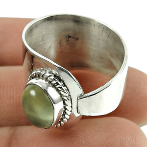 Precio al por mayor de alta calidad, Plata de Ley 925, piedra preciosa de Prehnita natural, anillo de aspecto antiguo, joyería Bohemia, proveedor al por mayor - Product Image 1