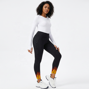 <b>High</b> <b>Waist</b> <b>Black</b> Solid Yoga <b>Leggings</b> Quick Dry Breathable Eco-Friendly Four-Way Stretch Elastic <b>Waist</b> Zipper Pockets - Product Image 5