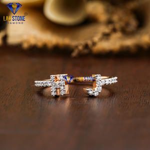 Anillo de diamante de corte redondo de 0,21 quilates con piedra de laboratorio CVD/HPHT de ajuste de pavé de oro rosa de 18 quilates - Product Image 1