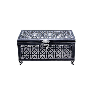 Caja decorativa de boda de nuevo diseño, caja de forma rectangular de Metal de Color negro para caja de almacenamiento decorativa de mesa personalizada a granel - Product Image 1