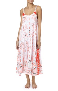 Nœud papillon imprimé pour femmes, robe Maxi avec flirt, fendue sur le côté, couleur néon, meilleure vente, coton Tribal, broderie, miroir, - Product Image 2