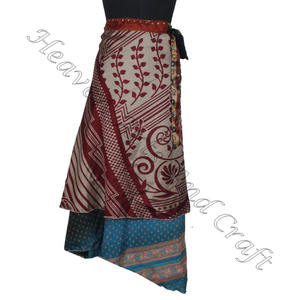 ใหม่กระโปรงยาวผ้าไหมฮิปปี้2ชั้นสำหรับเด็กผู้หญิงกระโปรงยาว38นิ้วผ้าไหมมหัศจรรย์วินเทจย้อนกลับได้ - Product Image 4