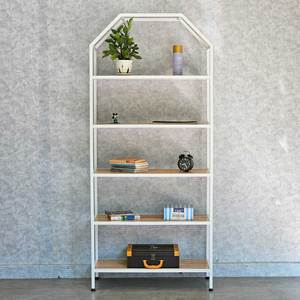 Étagère décorative Home-SheLF 80x34x180cm, structure en fer et bois de caoutchouc, type sur pied pour salon, installation facile - KTB68051 - Product Image 4