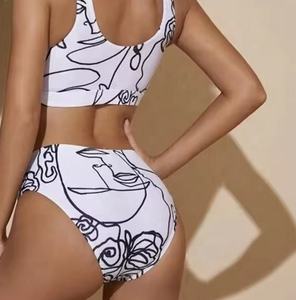 Personalizado de alta calidad nuevo diseño Sexy dos piezas ropa de playa traje de baño de cintura alta mujeres Fitness impresión fábrica ventas nadar ropa de playa - Product Image 5