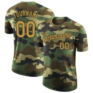Camisas directas al por mayor Engro Ropa deportiva industria Custom Camo Old Gold-Black Performance Salute To Service Camiseta - Product Image 1