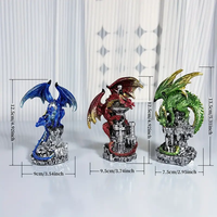 Ornements de sculpture de dragon de festival mythique créatif personnalisé Statue de dragon en résine avec château et crâne pour les cadeaux de décoration intérieure