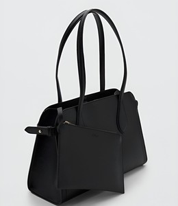 กระเป๋าโท้ทหนังแท้สีดำสุดหรูสำหรับผู้หญิง กระเป๋าสะพายไหล่ใบใหญ่ มีช่องใส่ของด้านใน ซิปกันน้ำ ดีไซน์เรียบง่าย เหมาะสำหรับใช้ในออฟฟิศ - Product Image 1