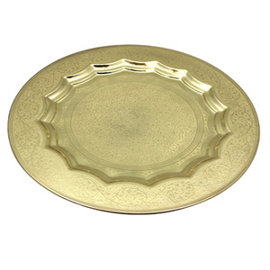 Plateau de service rond en métal, couleur nickel antique, plat et plateau pour servir les aliments dans les restaurants, artisanal - Product Image 5