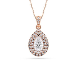 Colgante de Doble Halo con Diamante Corte Pera de 0.50 Ct, Diamante Cultivado en Laboratorio en Platino, para Bodas, Compromisos y Fiestas - Product Image 1