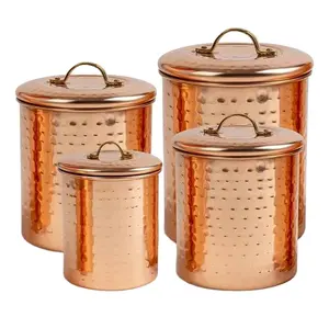 4 Piece Hammered Canister Set Stainless Steel Wholesale Supplier Unbreakable Storage Candy Jar Kitchen Canister Sets Hot Selling