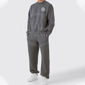 ชุดวอร์มผู้ชายสไตล์ลำลอง 2 ชิ้น สำหรับฤดูหนาว ทรงหลวม ผ้าผสมคอตตอนนุ่ม ระบายอากาศได้ดี กางเกงขายาวทรงกว้าง - Product Image 1