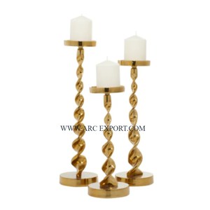 Metal Gold Plated Candlestick With Marble Base <b>Set</b> <b>of</b> 2 Different Sizes Table Decoration Handmade Candlesticks Candle Holders - Product Image 5