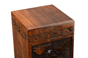 Urna de cremación artesanal de palisandro Árbol DE LA VIDA Diseño de pájaro Recuerdo conmemorativo Urna de cremación decorativa para cenizas - Product Image 2