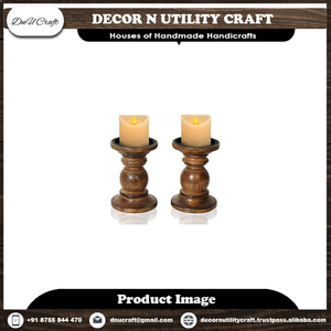 Support à bougie en bois rond en bois de manguier naturel, décoration d'intérieur écologique, fait main pour la maison et les mariages - Product Image 6