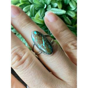 Kingman <b>Turquoise</b> Sterling Silver <b>Ring</b> Size 7.25-Navajo Handmade Gemstone Statement Jewelry - Product Image 2