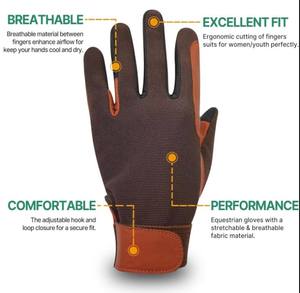 Carreras Durable Transpirable Pantalla táctil Piel de cabra Cuero Europeo Caballo Alto agarre GUANTES DE MONTA Doma Competición Moda - Product Image 5