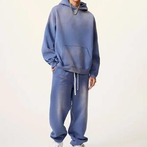 ชุดวอร์ม2ชิ้นสำหรับผู้ชายชุดเสื้อผ้า100% มีฮู้ดและกางเกงขายาวสั่งโลโก้ได้ - Product Image 2