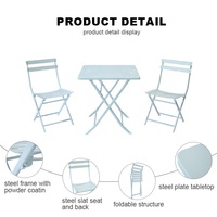 Ensembles de café d'extérieur : Table pliante en acier et chaise pliante pour camping, patio, salle à manger, jardin, bistrot – Ensembles de 3 pièces