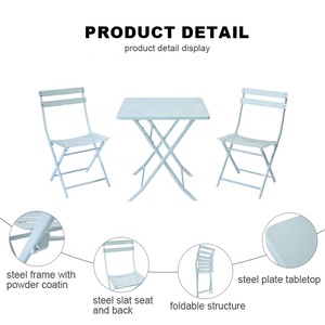 Outdoor Coffee <strong>Sets</strong> Foldable Steel Plate Table and Foldable Chair Camping Patio Dinning Steel Garden <strong>Bistro</strong> Chair <strong>3</strong> <strong>Piece</strong> <strong>Sets</strong> - Product Image 4