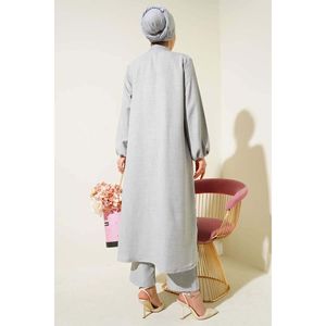 Tunique Longue Embellie de Pierre 2 Pièces Ensemble Gris - Product Image 3