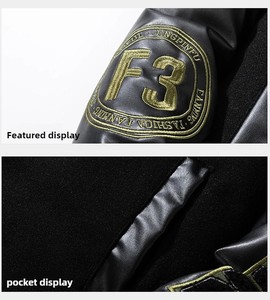 Winter Varsity Jacket Men Leather Sleeve Embroidered Letter Jacket Racing <b>Motorcycle</b> Wool Blend Coat Button Up Thick Warm - Product Image 3