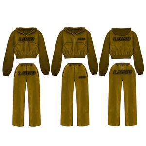 Premium Quality Solid Two-Piece Greenish-<b>Yellow</b> Gym Fitness <b>Tracksuit</b> Custom Private Label Hoodie Joggers Bulk Order 2pcs Winter - Product Image 6