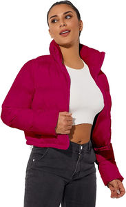 Blouson court matelassé pour femme, grande taille, vêtement d'hiver personnalisable, imperméable, réversible, en tissu imprimé imitation peau de mouton - Product Image 2