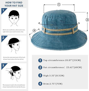 À la mode coton Denim broderie seau chapeau pêcheur femme randonnée en plein air voyage chapeau pliable soleil casquette chapeaux - Product Image 4