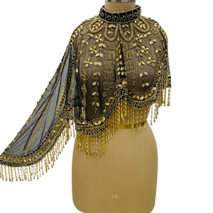 Nouvelle collection 2026 : Cape de soirée élégante et modeste pour femme musulmane, broderie lourde faite main, paillettes, franges, sans manches, coupe droite - Product Image 2
